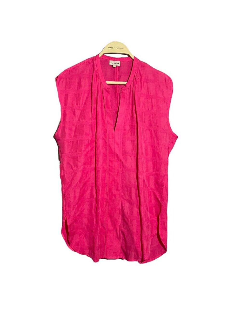 Odells Anthropologie Blouse Top Women Size S Vneck Hot Pink Colorful Casual Cute